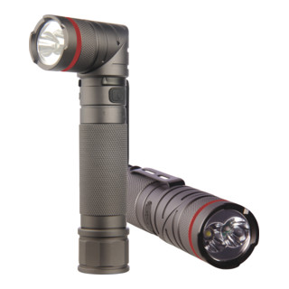 STIER LED-Taschenlampe mit Akku, UV-Licht, drehbarem Kopf und Magnet