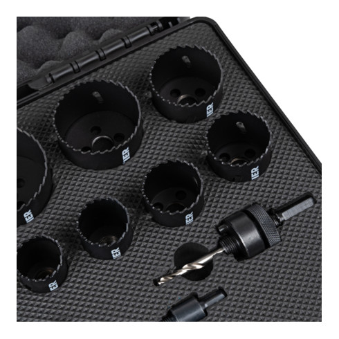STIER Lochsägen-Set HSS-Co8 Bimetall 17-teilig (20, 22, 25, 32, 35, 40, 44, 51, 60, 68, 76 mm)