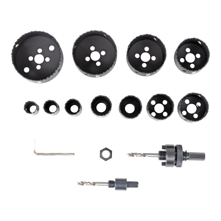 STIER Lochsägen-Set HSS-Co8 Bimetall 17-teilig (20, 22, 25, 32, 35, 40, 44, 51, 60, 68, 76 mm)