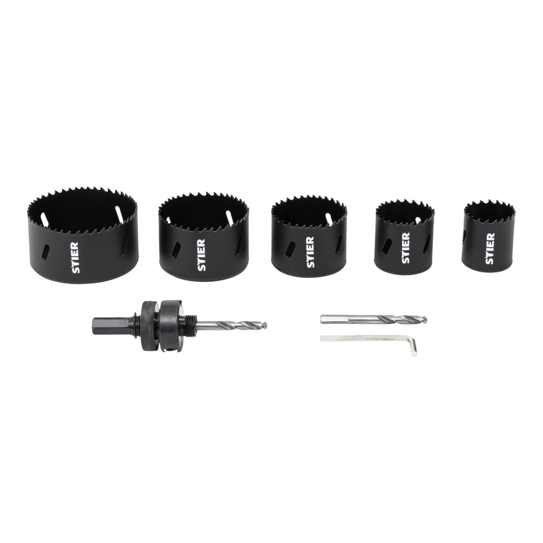 STIER Lochsägen-Set HSS-Co8 Bimetall, 8-teilig (38, 44, 57, 68, 82 mm)