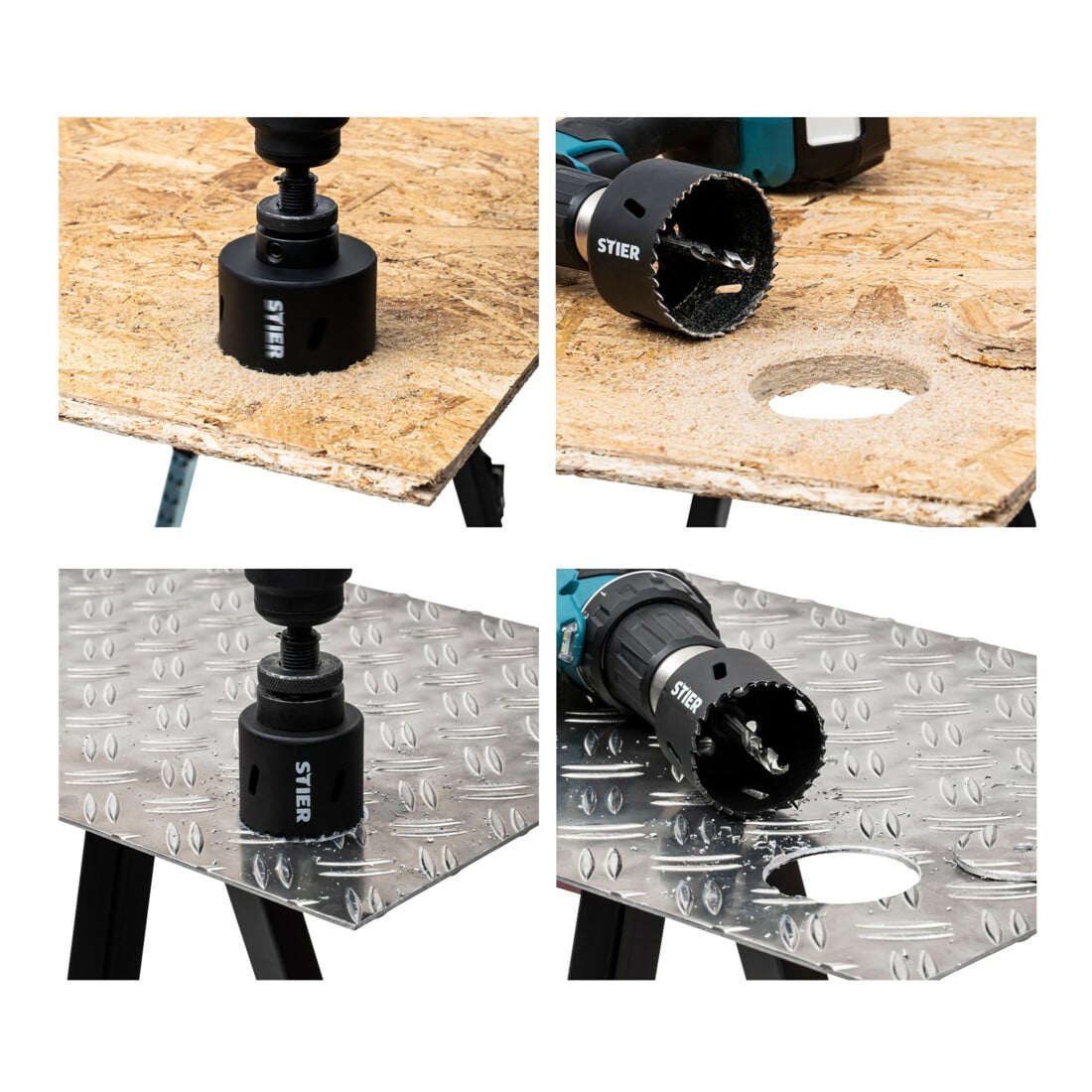 STIER Lochsägen-Set HSS-Co8 Bimetall, 8-teilig (38, 44, 57, 68, 82 mm)
