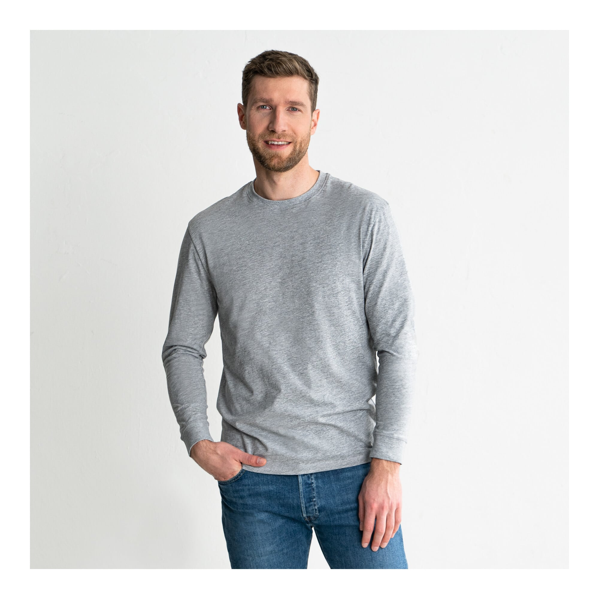 STIER Longsleeve Logo Capsule organic cotton L Grey Melange