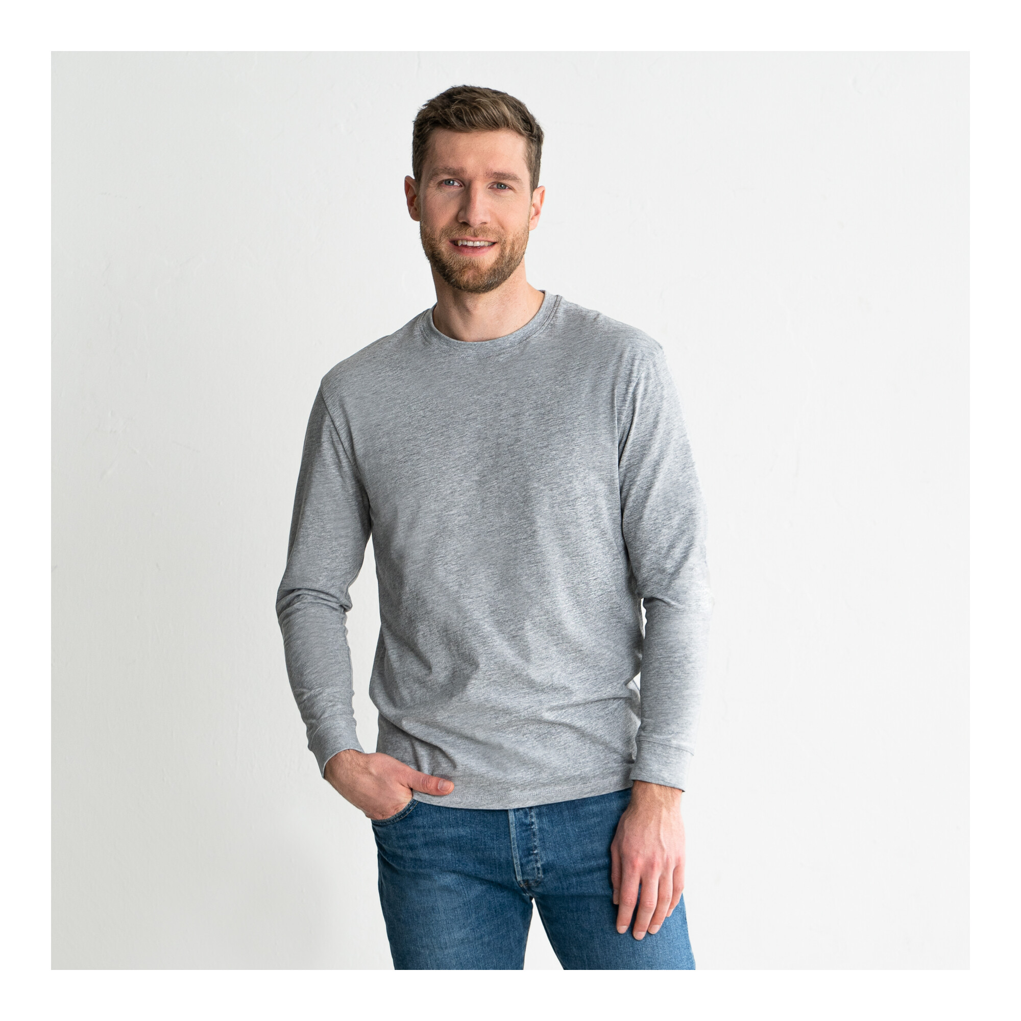 STIER Longsleeve Logo Capsule organic cotton S Grey Melange