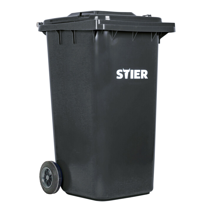 STIER minicontainer met 2 wielen 240 l grijs BxDxH 576x720x1067 mm