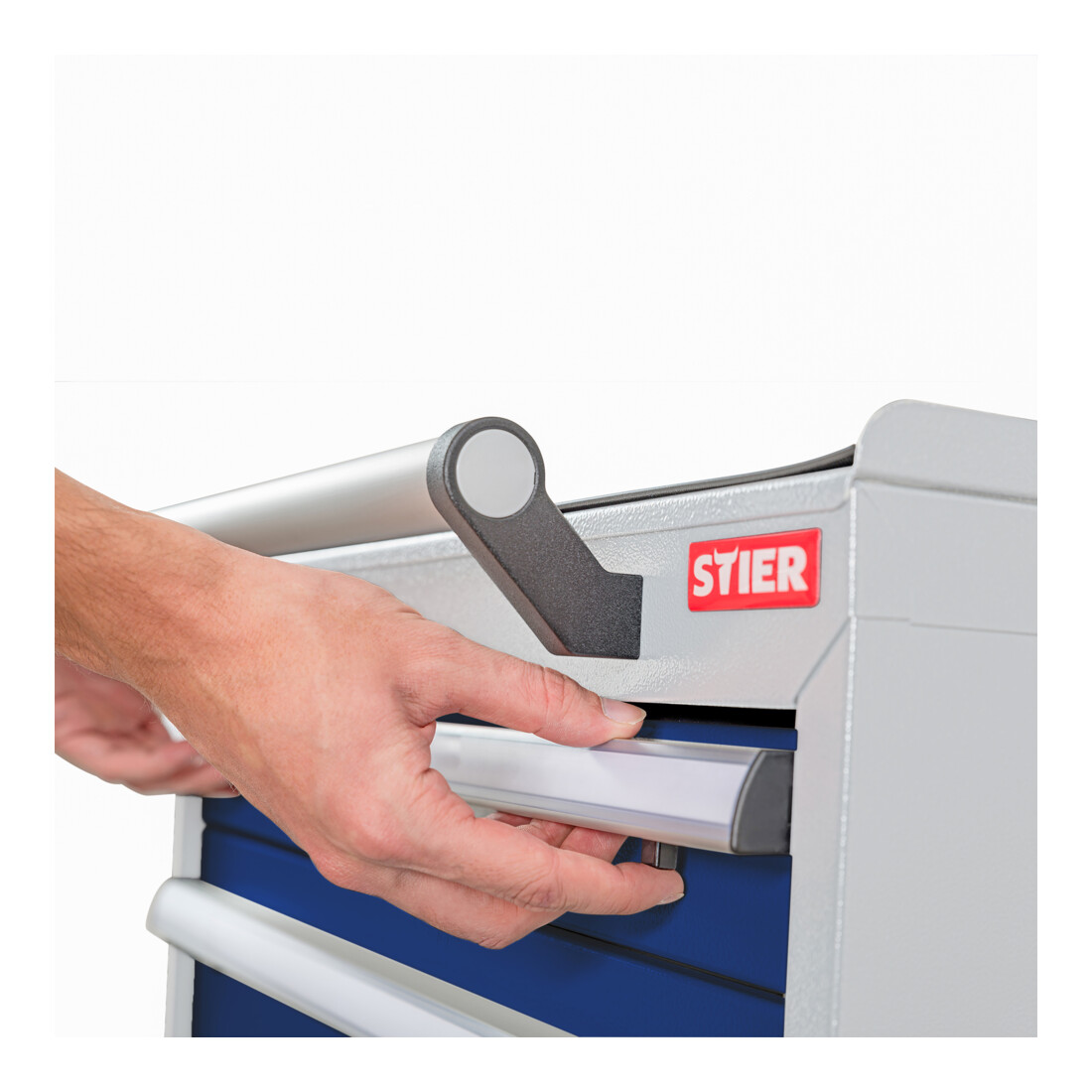 STIER mobiele ladekast lichtgrijs/gentiaanblauw 600 mm