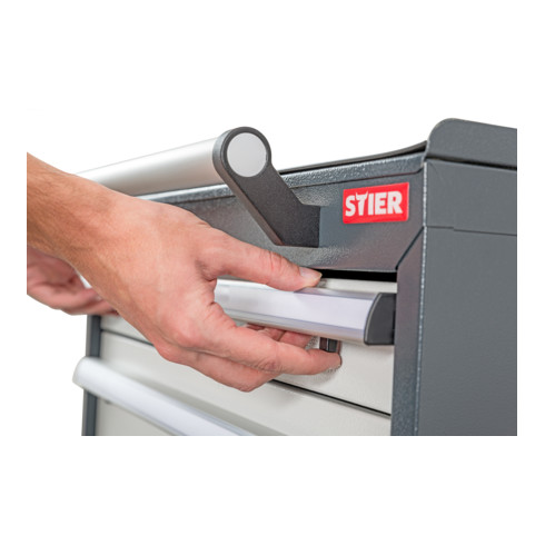 STIER ladekast, 6 laden, Robuuste stalen constructie, Gereedschapskast, Werkplaatskast, Stalen kast