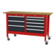 STIER Mobile Kastenwerkbank mit 8 Schubladen BxTxH 1500x600x960 mm RAL 3020 / RAL 7016-1