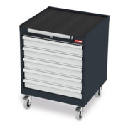 STIER Mobiler Schubladenschrank mit 5 Schubladen BxTxH 600x575x790 mm