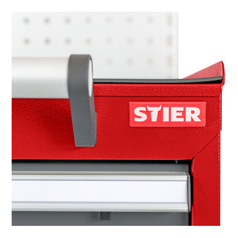 STIER Mobiler Schubladenschrank rot/anthrazitgrau 600 mm
