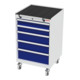 STIER Mobiler Schubladenschrank mit 5 Schubladen BxTxH 600x575x990 mm lichtgrau/enzianblau-1