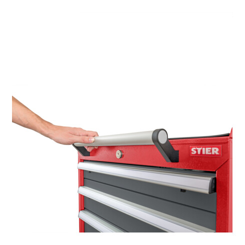 STIER Mobiler Schubladenschrank mit 6 Schubladen, 600x575x1090, Verkehrsrot und Anthrazitgrau