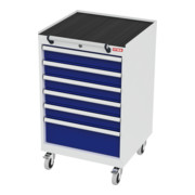 STIER Mobiler Schubladenschrank mit 6 Schubladen BxTxH 600x575x990 mm lichtgrau/enzianblau
