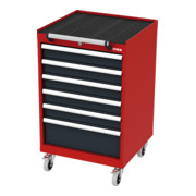 STIER Mobiler Schubladenschrank mit 6 Schubladen BxTxH 600x575x990 mm rot/anthrazitgrau