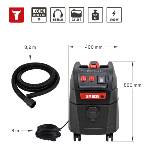 STIER Nass-Trockensauger ABS-35M Premium 1400 W 35 l