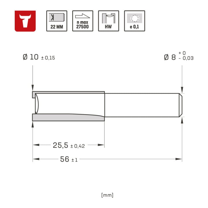 STIER Nutfrees D10 x L25 x S8 mm HM (HW)