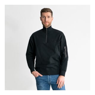STIER oversized sweater met rits functionele zak biologisch katoen