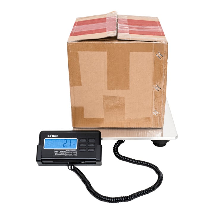 STIER Paketwaage Plattformwaage bis 200 kg Edelstahlplatte 30 x 30 cm