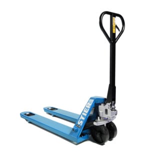 STIER palletwagen draagvermogen 2500 kg vorklengte 1150 mm nylon wielen blauw