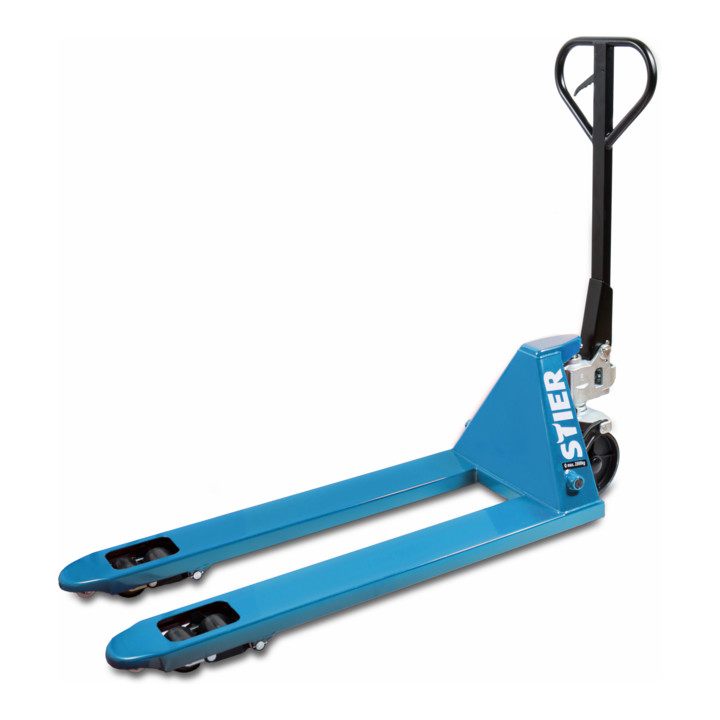 STIER palletwagen draagvermogen 2500 kg vorklengte 1150 mm nylon wielen blauw