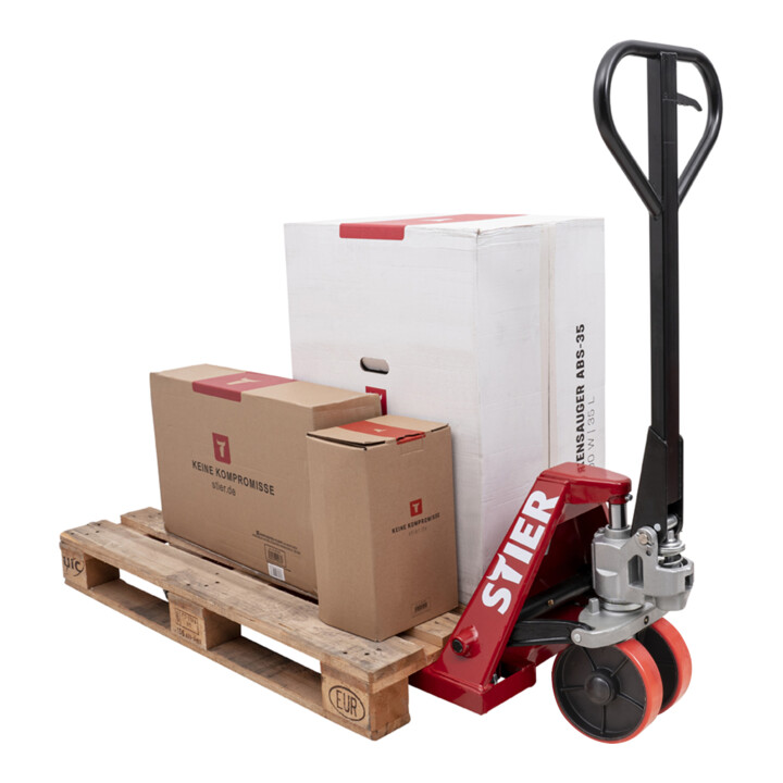 STIER palletwagen draagvermogen 3000kg vorklengte 1150&nbsp;mm PU-banden