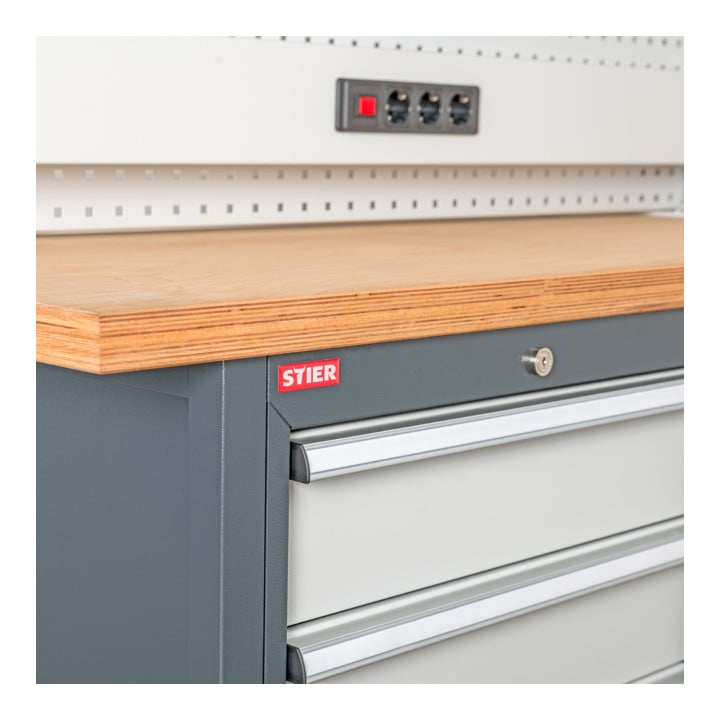 STIER plan de travail hêtre multiplex LxPxH 1500x600x25 mm
