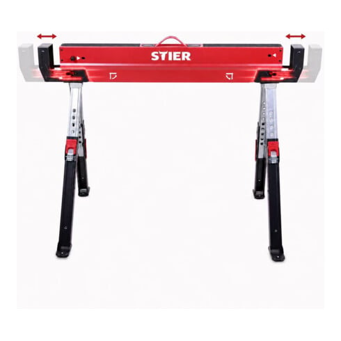 STIER Premium Klapp-Sägebock höhenverstellbar mit Spannmodul 590 kg
