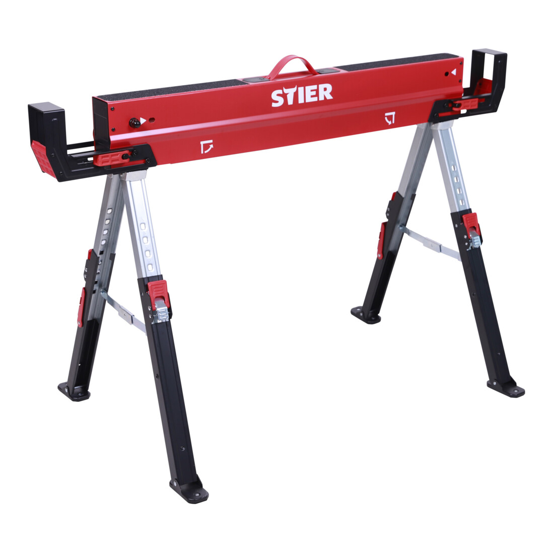 STIER Premium Klapp-Sägebock höhenverstellbar mit Spannmodul 590 kg (Single)