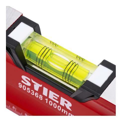 STIER Premium Wasserwaage mit Magnet und drei Libellen 1000 mm ±0,5 mm/m