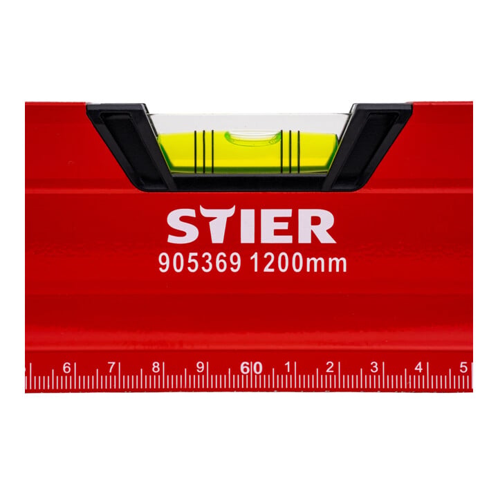 STIER Premium Wasserwaage mit Magnet und drei Libellen 1200 mm ±0,5 mm/m