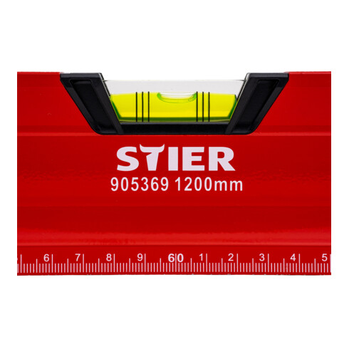 STIER Premium Wasserwaage mit Magnet und drei Libellen 1200 mm ±0,5 mm/m