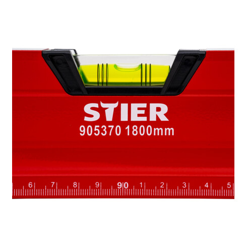 STIER Premium Wasserwaage mit Magnet und drei Libellen 1800 mm ±0,5 mm/m