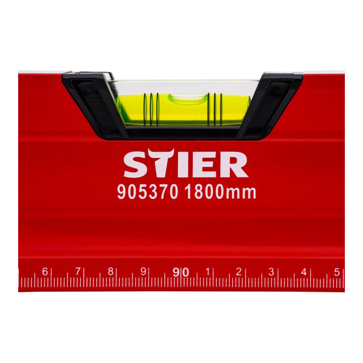 STIER Premium Wasserwaage mit Magnet und drei Libellen 1800 mm ±0,5 mm/m