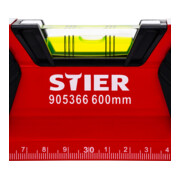 STIER Premium Wasserwaage mit Magnet und drei Libellen 600 mm ±0,5 mm/m-5