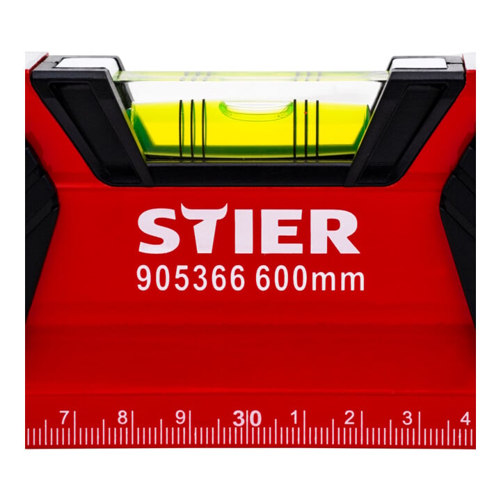 STIER Premium Wasserwaage mit Magnet und drei Libellen 600 mm ±0,5 mm/m