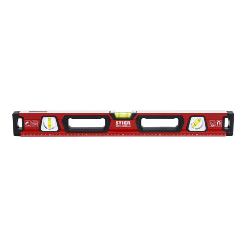 STIER Premium Wasserwaage mit Magnet und drei Libellen 600 mm ±0,5 mm/m