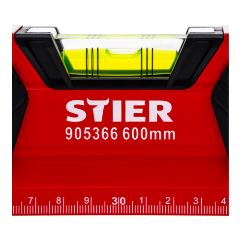 STIER Premium Wasserwaage mit Magnet und drei Libellen 600 mm ±0,5 mm/m
