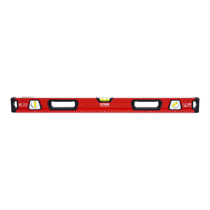 STIER Premium Wasserwaage mit Magnet und drei Libellen 800 mm ±0,5 mm/m