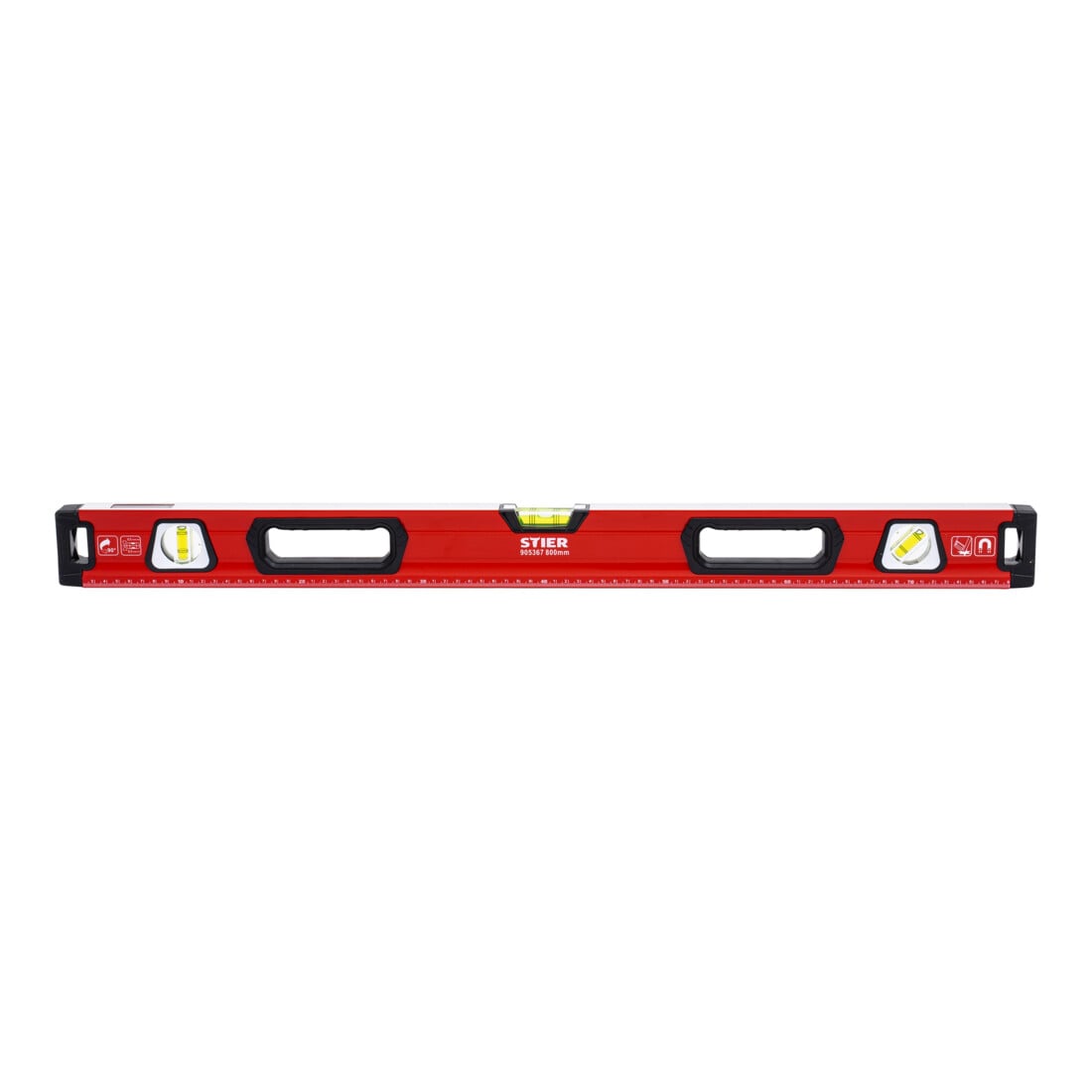 STIER Premium Wasserwaage mit Magnet und drei Libellen