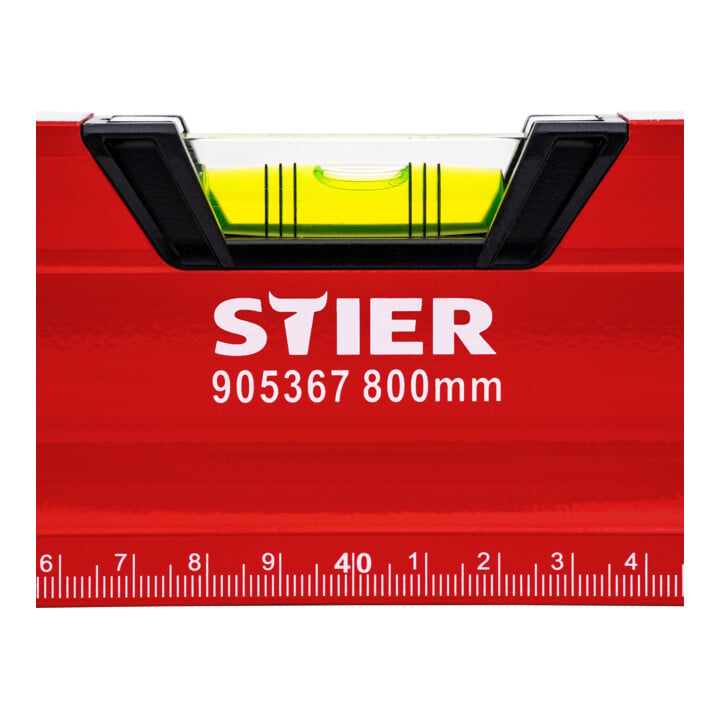 STIER Premium Wasserwaage mit Magnet und drei Libellen 800 mm ±0,5 mm/m