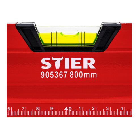 STIER Premium Wasserwaage mit Magnet und drei Libellen 800 mm ±0,5 mm/m