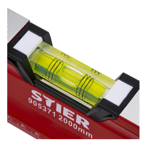 STIER Premium waterpas met magneet en drie libellen 2000 mm ±0,5 mm/m