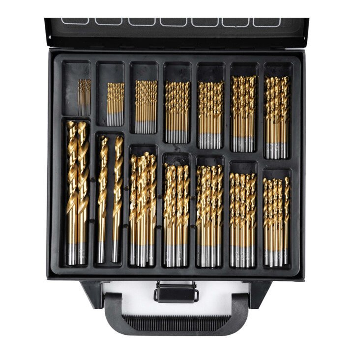 STIER Professional Ensemble de forets métal HSS(M2)-G+Tin en coffret métal, 99 pièces
