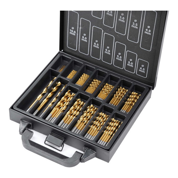 STIER Professional Ensemble de forets métal HSS(M2)-G+Tin en coffret métal, 99 pièces