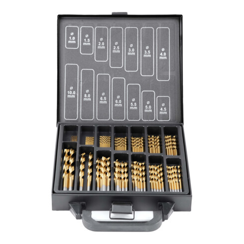 STIER Professional Metall Bohrerset HSS(M2)-G+Tin im Metallkoffer, 99-teilig