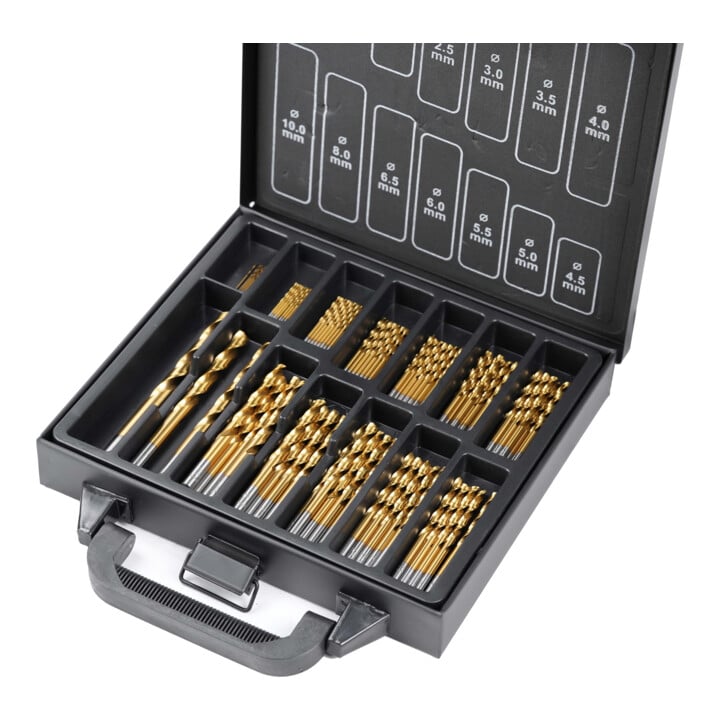 STIER Professional Metall Bohrerset HSS(M2)-G+Tin im Metallkoffer, 99-teilig