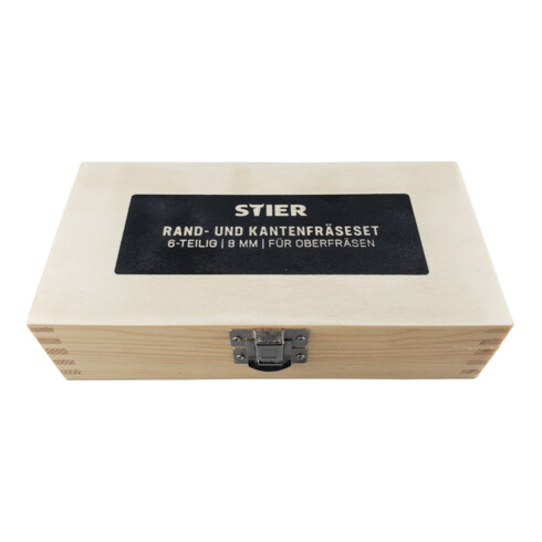 STIER rand- en kantfreesset 6-delig 8 mm voor bovenfrezen