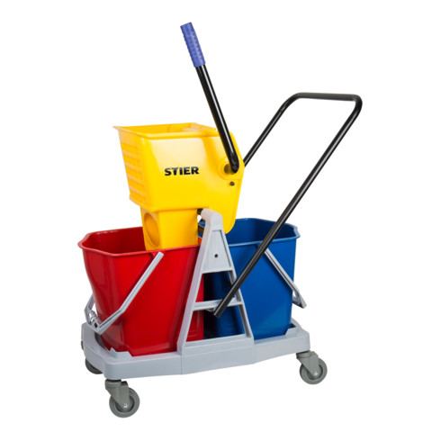 STIER Reinigungswagen Standard Set (inkl. STIER Wischmopp-Stiel und 10 STIER Bezügen)