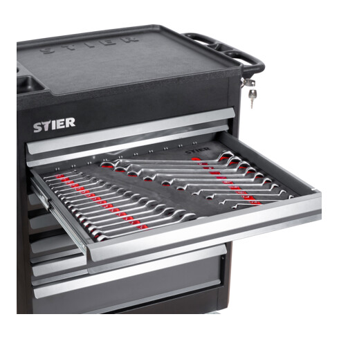 STIER Ringmaul- & Doppelringschlüsselsatz 27-teilig in Weichschaumeinlage (EVA)