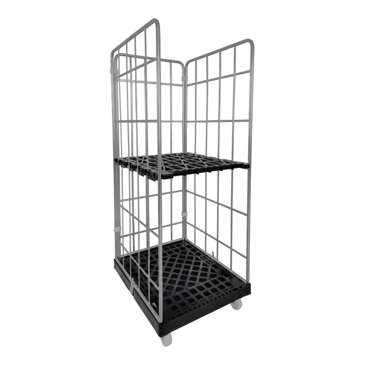 STIER Rollbehälter 3-seitig galvanisch verzinkt 2 Kunststoff-Platten LxBxH 815x724x1830 mm