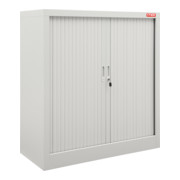 STIER Rollladenschrank mit 3 Fachböden, 1400 mm Höhe x 1000 mm Breite x 450 mm Tiefe, lichtgrau